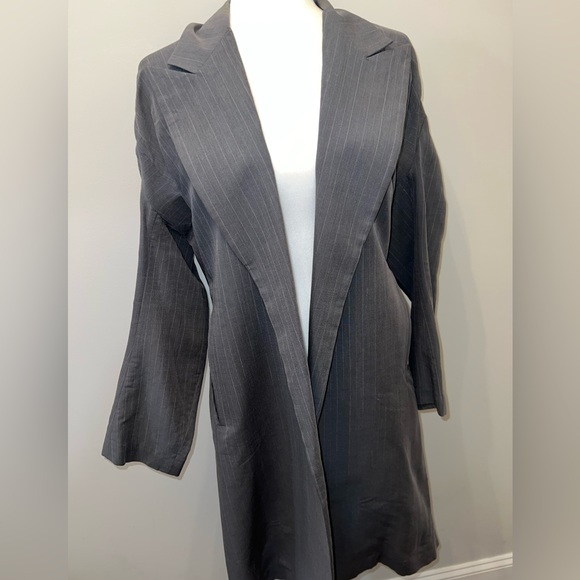 Vintage 90s Yohji Yamamoto Grey pinstriped Blazer Coat ASO Carolyn Bessette CBK - Picture 11 of 12